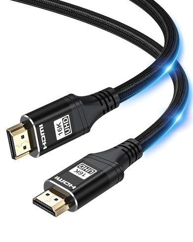 كابل HDMI 2.2 96 جيجابت في الثانية 10FT، 16K@60 هرتز/8K@240 هرتز/4K@480 هرتز، سلك HDMI مجدول للمسرح المنزلي والمؤتمرات، يدعم HDR10+، eARC، الشفاه، VRR، QFT، SBTM، QMS للتلفزيون، الشاشة، الكمبيوتر المحمول، PS5، Xbox in Kuwait