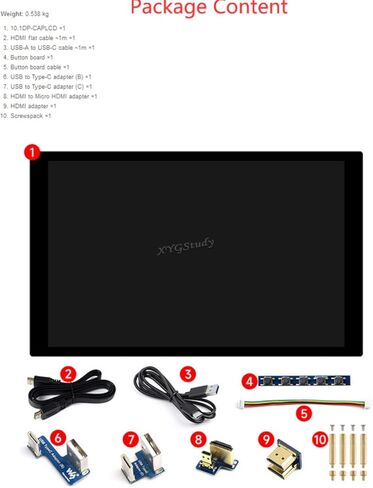 شاشة عرض تعمل باللمس 10.1 بوصة 1280 × 800 متوافقة مع Raspberry Pi 5/4B/3B/Zero/Zero W/Zero 2W/Pico/Pico W/Pico WH، Jetson Nano، Windows 11/10 / 8.1/8 / 7 @XYGStudy (10.1DP-CAPLCD) in Kuwait