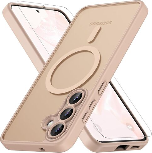 حافظة Vansdon لهاتف Samsung Galaxy S24 / S25، متوافقة مع MagSafe، غطاء حماية نحيف مغناطيسي شفاف غير لامع مع واقي شاشة واحد - حماية من السقوط من الدرجة العسكرية (أسود) in Kuwait