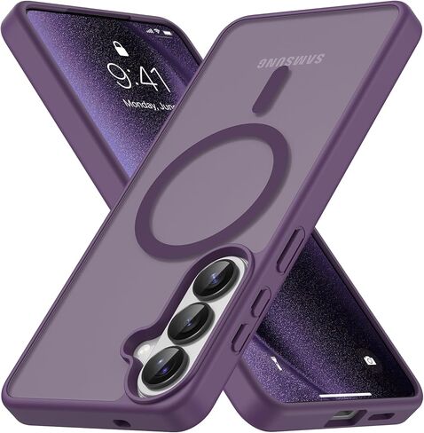 Vansdon for Samsung Galaxy S24 Case / S25 Case, Compatible with MagSafe, Magnetic Translucent Matte Slim Protective Cover with 1 Screen Protector - Military-Grade Drop Protection (Black) in Saudi Arabia