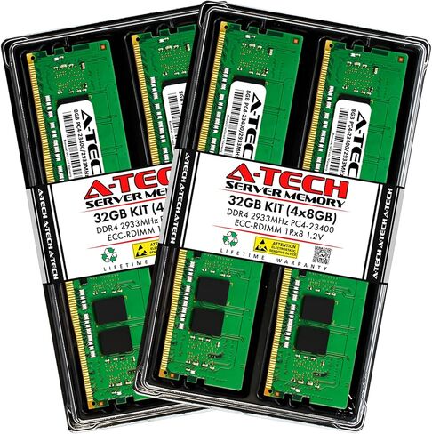 مجموعة ذاكرة الوصول العشوائي A-Tech سعة 32 جيجابايت لجهاز Lenovo ThinkStation P520 (4 × 8 جيجابايت) DDR4 2933 ميجاهرتز PC4-23400 ECC مسجلة RDIMM 288-Pin 1Rx8 ترقية ذاكرة الخادم ذات الرتبة الواحدة in Kuwait