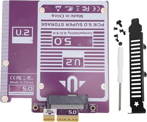 Fabater PCIe 5.0 X4 to U.2 Adapter, 128Gbps Speed Copper Heat Dissipation PCIe 5.0 X4 U.3 Adapter Card, SFF8639 with Gold Plated Connectors for Video Editing Design Work in Kuwait