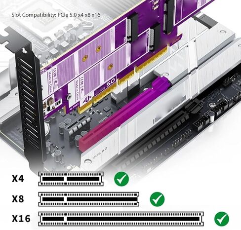 بطاقة محول PCIe إلى NVMe SSD، بطاقة تمديد NVMe SSD عالية السرعة بسرعة 128 جيجابت في الثانية مع طبقة ذهبية 15u لنظام التشغيل OS X PCIe 5.0 X4 X8 X16 in Kuwait
