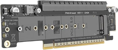 PCIe 5.0 to Dual M.2 Adapter Card, PCIE NVMe Expansion Card with Bifurcation Design for M Key SSD Arrays, Supports 4.0 3.0, U.2 NVMe Adapters in Kuwait