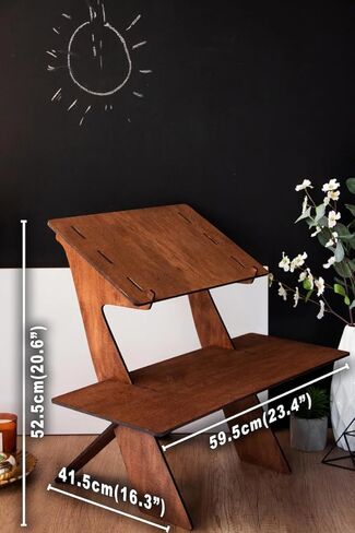 Handcrafted Wood Laptop Stand, Portable Standing Workstation Desk, Adjustable Notebook Holder for Home & Office in Kuwait