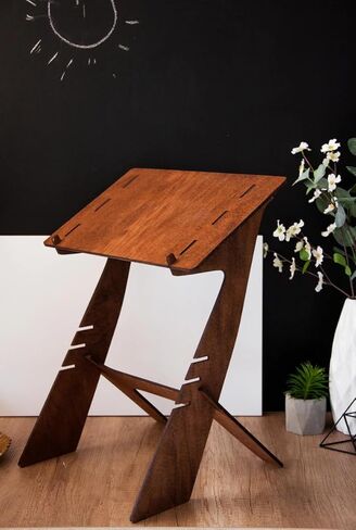 Handcrafted Wood Laptop Stand, Portable Standing Workstation Desk, Adjustable Notebook Holder for Home & Office in Kuwait