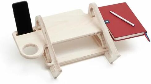 Modern Solid Wood Laptop Desk Stand, Ergonomic Adjustable Riser with Side Trays for Phone, Mouse & Cup in Kuwait