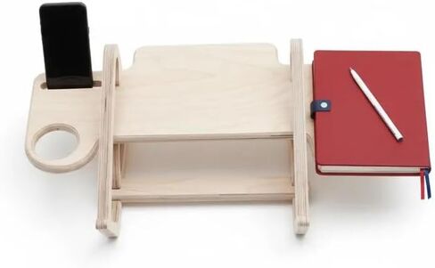 Modern Solid Wood Laptop Desk Stand, Ergonomic Adjustable Riser with Side Trays for Phone, Mouse & Cup in Kuwait