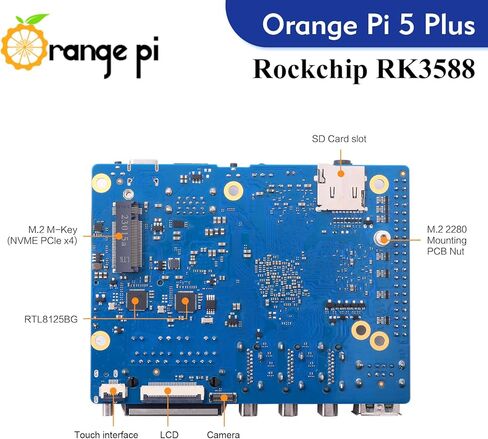 Orange Pi 5 Plus 16GB Rockchip RK3588 8 Core 64 Bit Single Board Computer, 2.4GHz Frequency 8K Video Decoding Open Source Development Board Run Orange Pi OS, Android, Debian, Ubuntu (5 Plus V2.1 16G) in Kuwait
