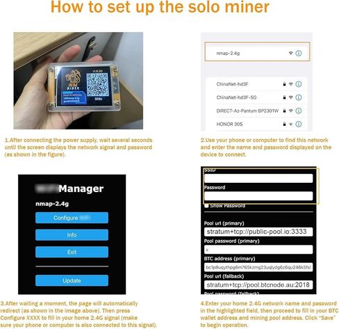 Bitcoin One Shot Miner,with Mini 2.8in Smart Display,Hashrate Up to 1010KH/s,Quiet and Easy to Set up,Mini Miner for Education, Demonstration, and Entertainment in Kuwait