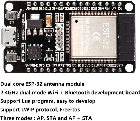 1Pcs ESP32 CP2102 Micro Development Board integrates 30PIN Wi-Fi Bluetooth Dual Core USB for Easy Connection and Programming Networking Smart Component DIY Robot in Kuwait