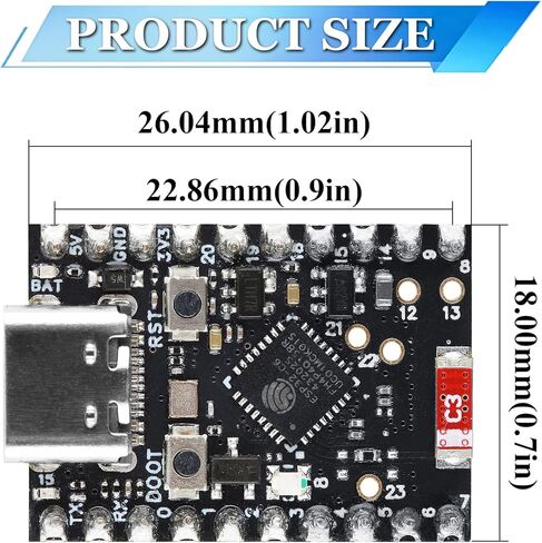 3PCS ESP32 C6 Mini Development Board with Single-Core ESP32-C6FH4 4MB Flash 20Pins Type-C, ESP32 C6 Devkit for Arduino in Kuwait