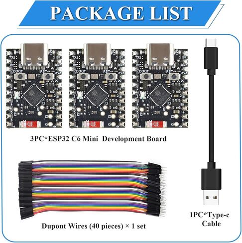3PCS ESP32 C6 Mini Development Board with Single-Core ESP32-C6FH4 4MB Flash 20Pins Type-C, ESP32 C6 Devkit for Arduino in Kuwait