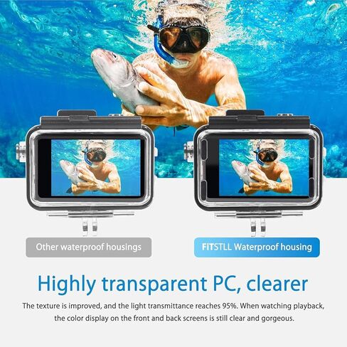 Yunseity Action Camera Water Case, 60m Depth water proof Housing with Anti Fog Filter Kit Base, for Action 5 Pro 4 3 Cameras in Kuwait