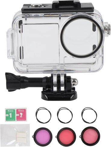 Yunseity Action Camera Water Case, 60m Depth water proof Housing with Anti Fog Filter Kit Base, for Action 5 Pro 4 3 Cameras in Kuwait