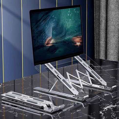 Space Saving Foldable Notebook Stand with 10 Customizable Heights for Postures and Typing Thin Laptop Stand in Kuwait