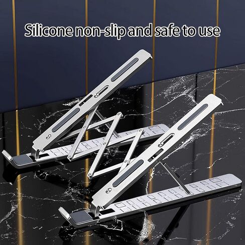 Space Saving Foldable Notebook Stand with 10 Customizable Heights for Postures and Typing Thin Laptop Stand in Kuwait