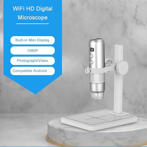 PUSOKEI Wireless Digital Microscope, 50X-1000X Magnification WiFi Portable Handheld Microscopes with 8 LED Lights & Adjustable Stand, USB Microscope Camera for Phone PC in Kuwait
