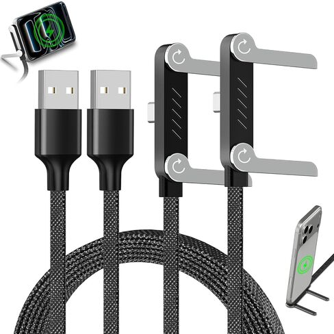 كابل شاحن حامل غير مرئي، شحن سريع 65 وات USB إلى USB C مع حامل سطح المكتب، حامل معدني قابل للتعديل 360 درجة، 2 في 1 لهاتف iPhone 17/16/15، MacBook Pro/Air، Galaxy S26/S25، iPad Pro، Switch in Kuwait