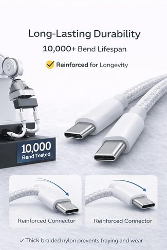 USB C Cable 2M (6FT) 2-Pack Fast Charging USB C to USB C Cable for Samsung Galaxy S23 S24 iPad USB-C Devices Durable Charging Cord in Kuwait