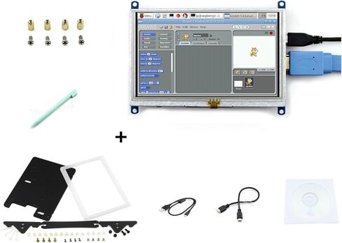 شاشة HDMI LCD مقاس 5 بوصات لشاشة لمس Raspberry pi المقاومة، واجهة HDMI مع حافظة ثنائية اللون لـ Rapsberry pi & Banana pi & Beaglebone Black تدعم أنظمة Windows 10/8.1/8/7 المختلفة in Kuwait