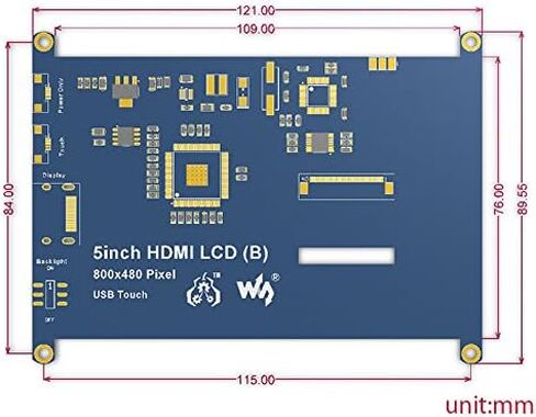 شاشة HDMI LCD مقاس 5 بوصات لشاشة لمس Raspberry pi المقاومة، واجهة HDMI مع حافظة ثنائية اللون لـ Rapsberry pi & Banana pi & Beaglebone Black تدعم أنظمة Windows 10/8.1/8/7 المختلفة in Kuwait