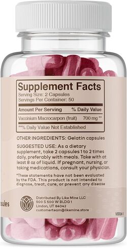 Like Mine Cranberry Extract (100 Capsules) Pure, No Additives, Single Ingredient (100 Count) in Saudi Arabia