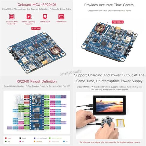 قبعة إدارة الطاقة (B) لـ Raspberry Pi تدعم الشحن وإخراج الطاقة في نفس الوقت مع استجابة عابرة سريعة التحميل مدمجة RTC ودوائر حماية متعددة @XYGStudy in Kuwait