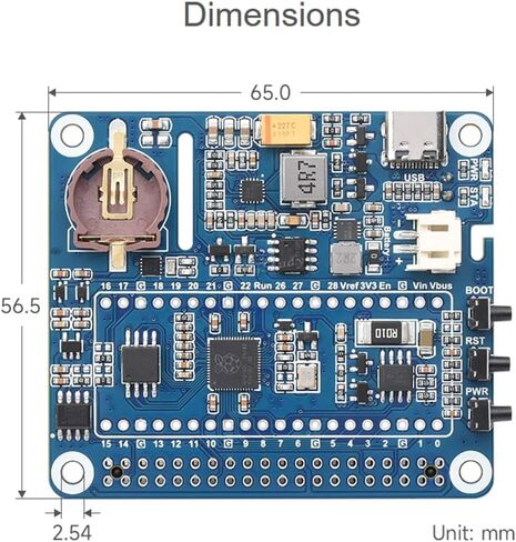قبعة إدارة الطاقة (B) لـ Raspberry Pi تدعم الشحن وإخراج الطاقة في نفس الوقت مع استجابة عابرة سريعة التحميل مدمجة RTC ودوائر حماية متعددة @XYGStudy in Kuwait