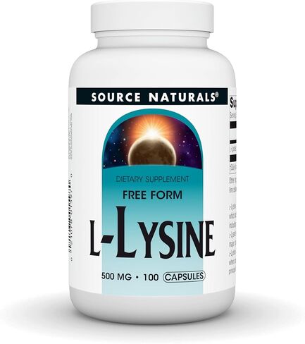 شكل خالٍ من L-Lysine من Source Naturals - مكمل للأحماض الأمينية يدعم تكوين الطاقة والكولاجين - 100 كبسولة in Kuwait