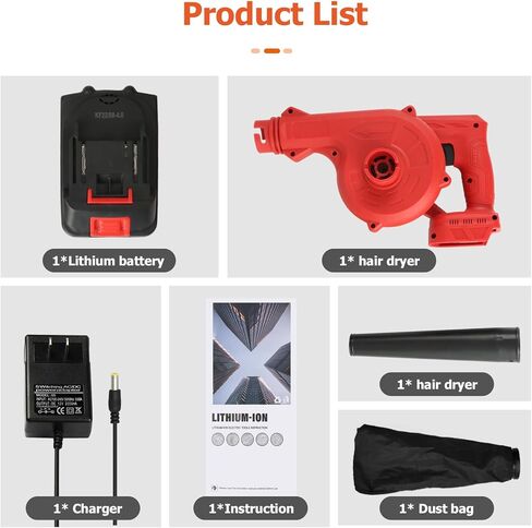 Jadeshay 288VF Lithium Battery Air Blower - Powerful Dust Removal Tool for Home, Car, Computer Cleaning (Red) in Kuwait
