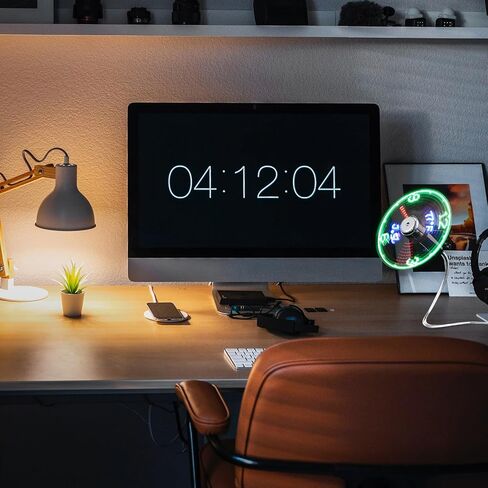 مروحة USB LED على مدار الساعة مروحة كمبيوتر USB صغيرة مع عرض درجة الحرارة للسفر في المنزل والمكتب in Kuwait