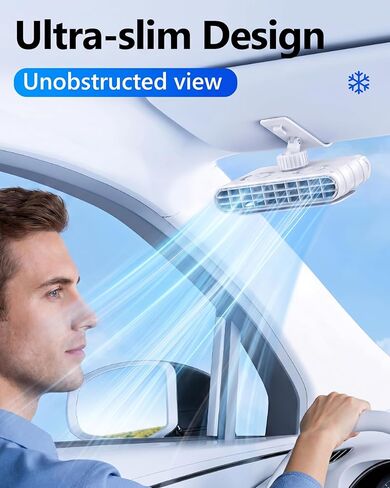 Car Clip on Fan for Sun Visor, 3000Mah Rechargeable Battery Powered Usb Fans That Blow Cold Air, Portable Car Cooling Fan for Cars without Ac, for Vehicle, Van, Suv, Rv, Truck, White in Kuwait