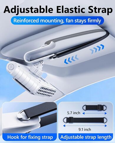 Car Clip on Fan for Sun Visor, 3000Mah Rechargeable Battery Powered Usb Fans That Blow Cold Air, Portable Car Cooling Fan for Cars without Ac, for Vehicle, Van, Suv, Rv, Truck, White in Kuwait