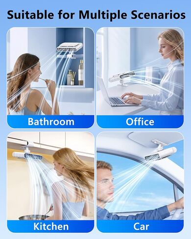 Car Clip on Fan for Sun Visor, 3000Mah Rechargeable Battery Powered Usb Fans That Blow Cold Air, Portable Car Cooling Fan for Cars without Ac, for Vehicle, Van, Suv, Rv, Truck, White in Kuwait