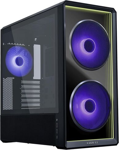 حافظة كمبيوتر Lian Li LANCOOL 217 INF Infinity Mirror، حافظة كمبيوتر ATX متوسطة البرج مع 3 مراوح مثبتة مسبقًا، مراوح ARGB 2x170 مم، 1x140 مم، لوحة زجاجية مرآة أمامية، تدفق هواء محسن - أسود (LANCOOL 217INFX) in Kuwait