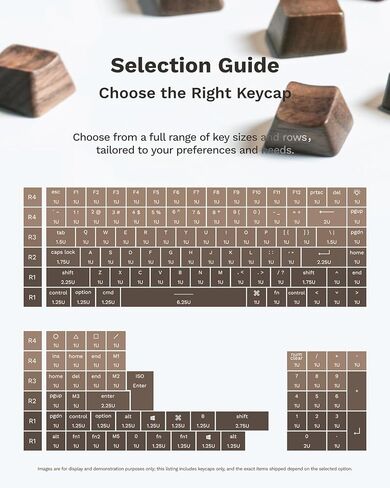 Black Walnut Wood Keycaps, Wooden Keycap for Mechanical Keyboard, OEM Profile, Artisan Key Caps Set, MX-Style Compatible, Single Keys & Complete Sets (R1 2.75U (1-Key)) in Saudi Arabia