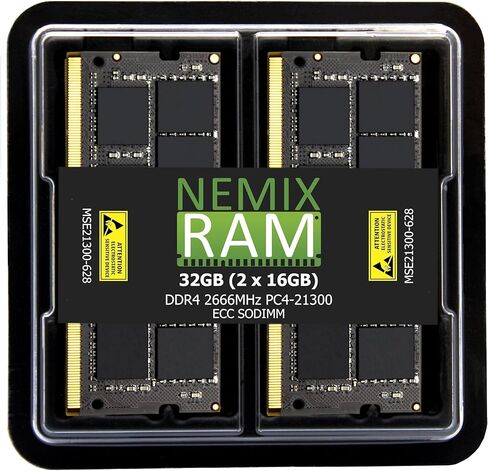 NEMIX RAM 32GB (2X16GB) DDR4 2666MHZ PC4-21300 2Rx8 1.2V CL19 260-PIN ECC مجموعة ذاكرة SODIMM NAS غير مخزنة متوافقة مع Synology DiskStation DS3622xs+ in Kuwait