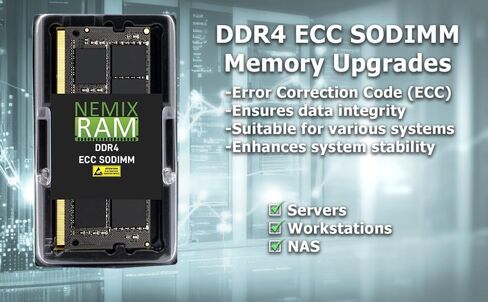 NEMIX RAM 32GB (2X16GB) DDR4 2666MHZ PC4-21300 2Rx8 1.2V CL19 260-PIN ECC مجموعة ذاكرة SODIMM NAS غير مخزنة متوافقة مع Synology DiskStation DS3622xs+ in Kuwait