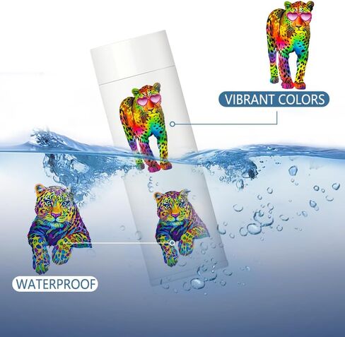 Neon Cheetah Stickers 60Pcs Rainbow Cheetah Vinyl Waterproof Leopard Print Stickers Neon Rainbow Leopard Jungle Safari Animal Decals for Laptop, Guitar, Water Bottles, Car, Bumper, Luggage, Phone in Kuwait