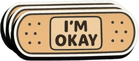3 قطع من ملصقات الضمادات I'm OK - ملصق فينيل لطيف للصحة العقلية لأجهزة الكمبيوتر المحمول، وزجاجة المياه، والمجلة - ملصق جمالي للدعم العاطفي in Saudi Arabia
