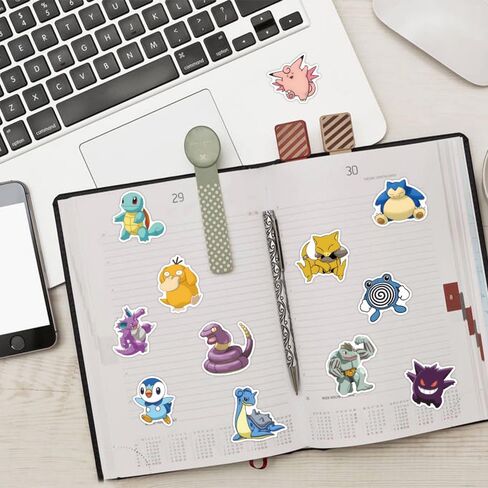 50Pcs Cute Pokemon Sticker for Kids, Cool Anime Cartoon Waterproof Vinyl Decal for Teen Girl Adult Water Bottle Skateboard Notebook Phone Guitar Bike in Kuwait