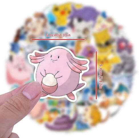 50Pcs Cute Pokemon Sticker for Kids, Cool Anime Cartoon Waterproof Vinyl Decal for Teen Girl Adult Water Bottle Skateboard Notebook Phone Guitar Bike in Kuwait