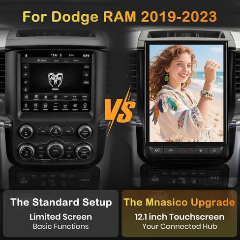 12.1" Touch Screen Car Stereo Upgrade for Dodge RAM 1500-5500 (2019-2024) Android 15 Navigation Radio with Backup Camera Wireless CarPlay & Android Auto 4GB RAM 64GB ROM in Kuwait