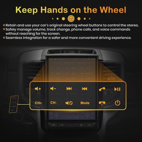 12.1" Touch Screen Car Stereo Upgrade for Dodge RAM 1500-5500 (2019-2024) Android 15 Navigation Radio with Backup Camera Wireless CarPlay & Android Auto 4GB RAM 64GB ROM in Kuwait