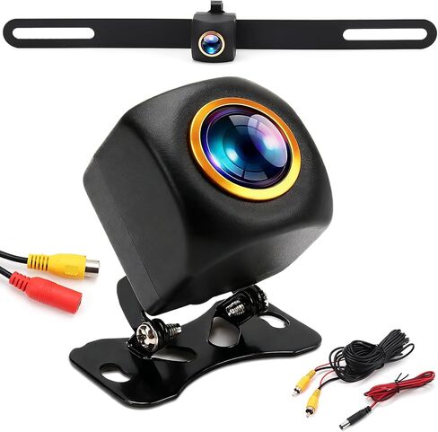 Backup Camera for Car - 170° Wide Angle License Plate Reverse Camera with IP68 Waterproof Metal Housing, Starlight Night Vision, HD/AHD Switchable for SUV RV Truck Sedan (RCA Connector) in Kuwait