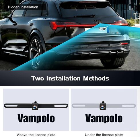 Backup Camera for Car - 170° Wide Angle License Plate Reverse Camera with IP68 Waterproof Metal Housing, Starlight Night Vision, HD/AHD Switchable for SUV RV Truck Sedan (RCA Connector) in Kuwait