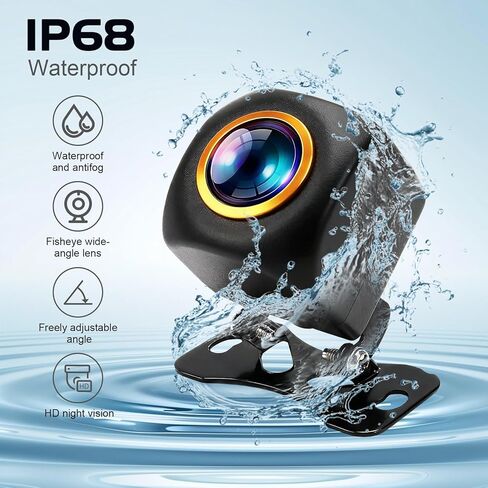 Backup Camera for Car - 170° Wide Angle License Plate Reverse Camera with IP68 Waterproof Metal Housing, Starlight Night Vision, HD/AHD Switchable for SUV RV Truck Sedan (RCA Connector) in Kuwait