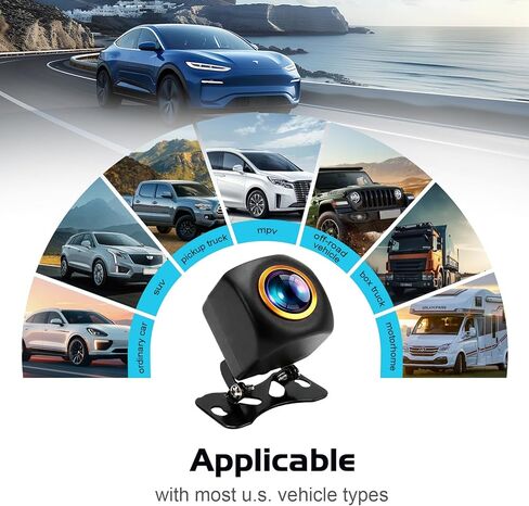 Backup Camera for Car - 170° Wide Angle License Plate Reverse Camera with IP68 Waterproof Metal Housing, Starlight Night Vision, HD/AHD Switchable for SUV RV Truck Sedan (RCA Connector) in Kuwait