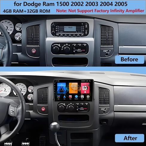 راديو ستيريو للسيارة لـ Dodge RAM 1500 2002-2005: ترقية وحدة رأس Android 14 4GB+32GB مع CarPlay اللاسلكي Android Auto - شاشة لمس IPS 9 بوصة مع بلوتوث WiFi GPS Navigation FM DSP in Kuwait